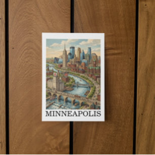 Carte Postale Vue vintage de la skyline de Minneapolis Minnesota