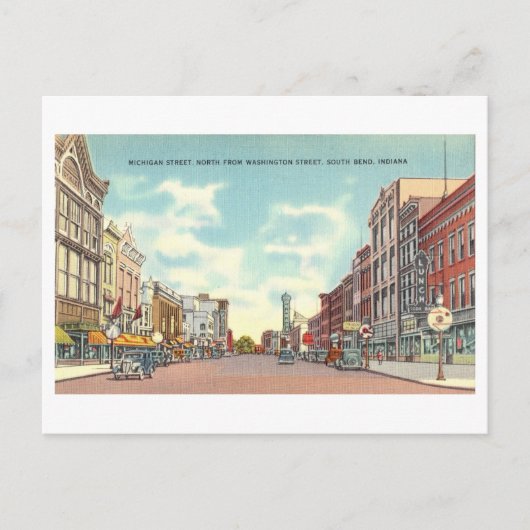 Carte Postale Vue vintage de South Bend, Indiana, (Devant)