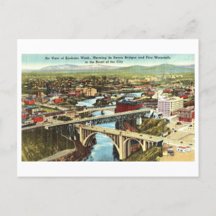 Carte Postale Vue vintage de Spokane, Washington,