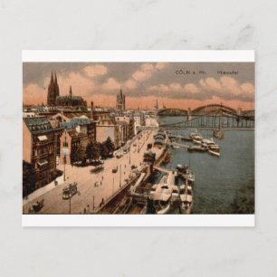 Carte Postale Vue vintage du Rhin et de la cathédrale de Cologne