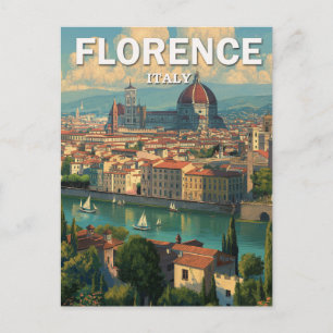 Carte Postale Vue vintage sur l'horizon de Florence Italie