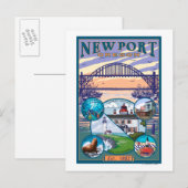 Carte Postale Vues sur la ville - Newport, Oregon (Devant / Derrière)