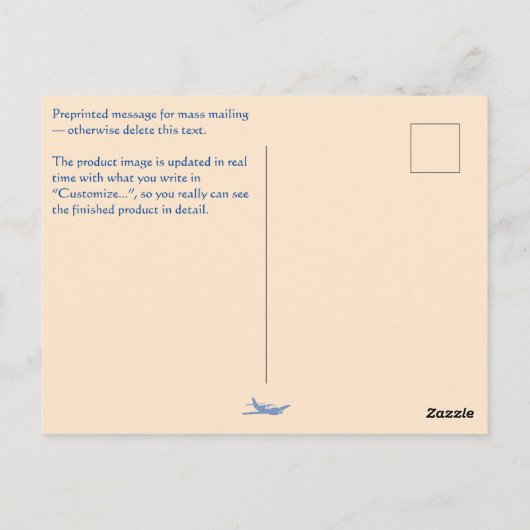 Carte Postale Vykort — Connect, Airplane (Dos)