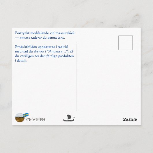 Carte Postale Vykort — Varen svenske (Dos)