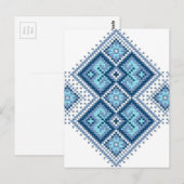 Carte Postale Vyshyvanka bleu ukrainien broderie (Devant / Derrière)