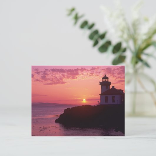 Carte Postale WA, île San Juan, phare de Lime Kiln, 1919, (Debout devant)