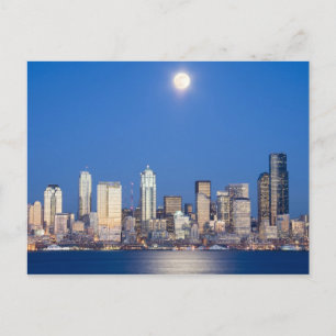 Carte Postale WA, Seattle, ligne d'horizon de Seattle et Elliott