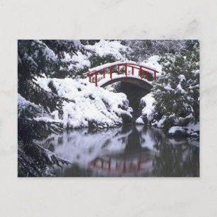 Carte Postale WA, Seattle, Pont de lune et étang après l'hiver 2