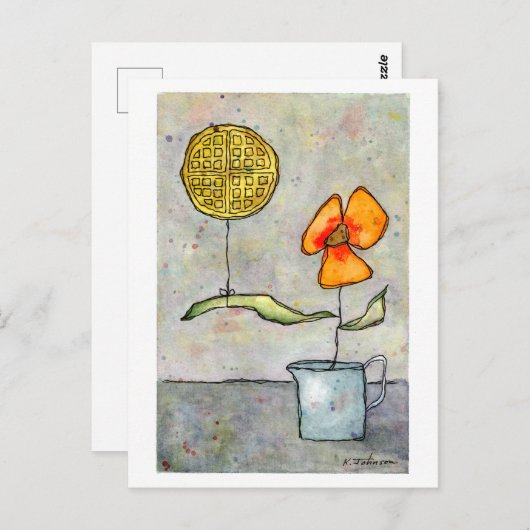 Carte postale "Waffelluftballon" Aquarelle (Devant / Derrière)