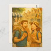 Carte Postale Waffle Moment en Belgique - Illustrated Travel Pos (Devant / Derrière)