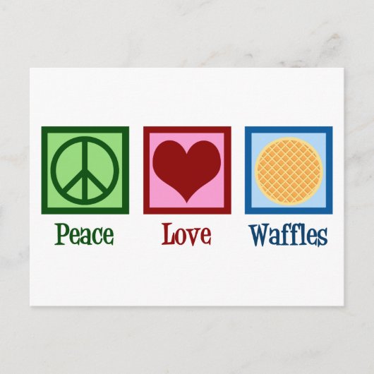 Carte Postale Waffles Peace Love (Devant)