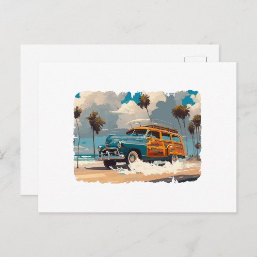 Carte Postale Wagon classique en bois (Devant / Derrière)