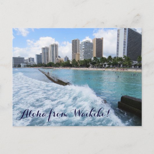 Carte Postale Waikiki Beach Honolulu Hawaii Océan Pacifique (Devant)