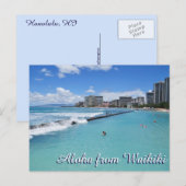 Carte Postale Waikiki Beach Honolulu Hawaii Océan Pacifique (Devant / Derrière)
