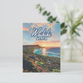Carte Postale Waikiki Beach Honolulu Oahu Hawaii Retro (Debout devant)