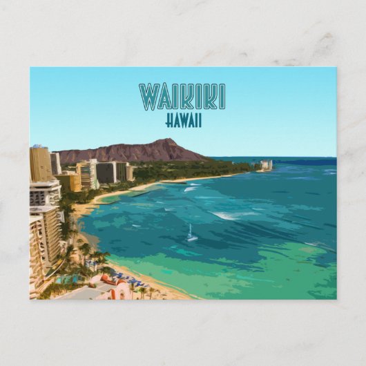 Carte Postale Waikiki Beach Honolulu Oahu Hawaii Vintage (Devant)