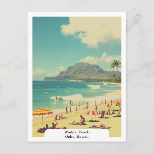 Carte Postale Waikiki Beach, Oahu, Hawaii Travel Retro (Devant)