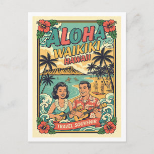 Carte Postale Waikiki Hawaii Voyage Rétro