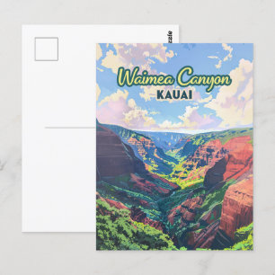 Carte Postale Waimea Canyon Kauai Hawaii Paysage Rétro