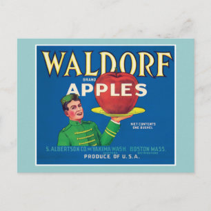 Carte Postale Waldorf Apples Étiquette Vintage