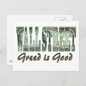 Carte Postale Wall Street/ La cupidité est bonne (Devant / Derrière)