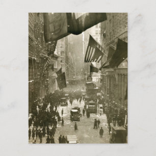 Carte Postale Wall Street Party, fin WW1, 1918