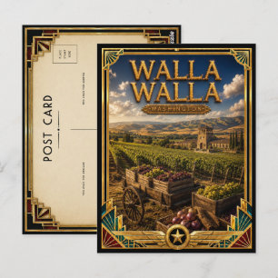 Carte Postale Walla Walla Washington Art Déco vintage de l'âge d