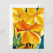 Carte Postale Wallflower originale aquarelle art floral (Devant / Derrière)