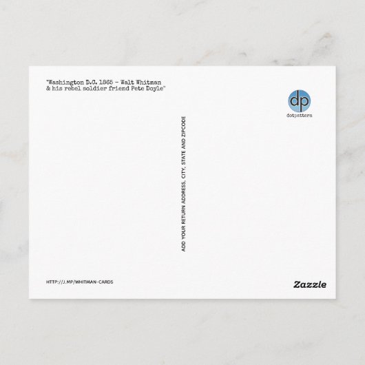 Carte Postale Walt Whitman et Peter Doyle (Dos)