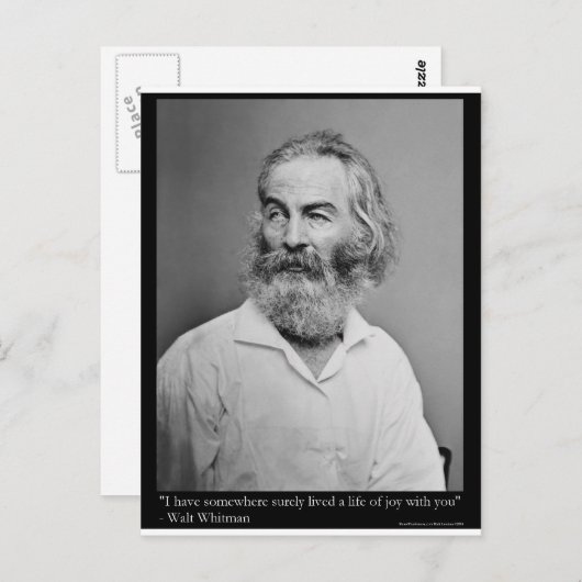 Carte Postale Walt Whitman Joy With You Love Citer des Mugs Tee  (Devant / Derrière)