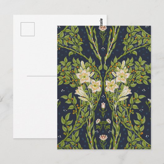 Carte Postale Walter Crane Branches Berry avec Lys blancs (Devant / Derrière)