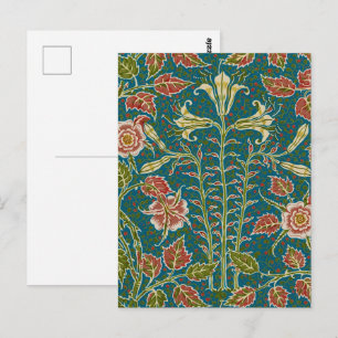 Carte Postale Walter Crane Fleur de Lys et Rose Florale Vintage