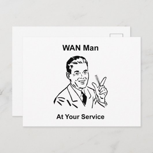 Carte Postale WAN Man À Votre Service Retro Tech (Devant / Derrière)