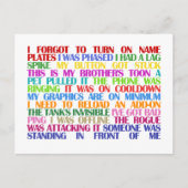 Carte Postale Warcraft Raid Excuses (Devant)