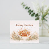 Carte Postale Warm Terracotta Boho Sunburst Botanical (Debout devant)