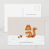 Carte Postale Warm Winter Wishes Cute Squirrel In The Snow Card (Devant / Derrière)