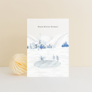 Carte Postale Warm Winter Wishes Winter Village Cute Mice