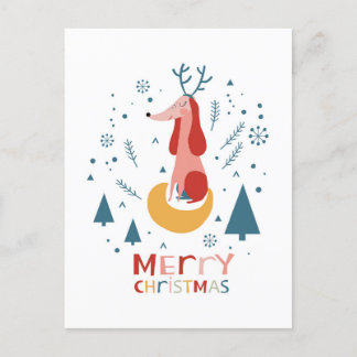 Carte Postale  Warm wish Cute Dog Postcard in Christmas