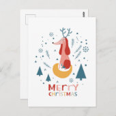 Carte Postale  Warm wish Cute Dog Postcard in Christmas (Devant / Derrière)