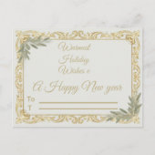 Carte Postale Warmest Wishes Elegant Gold and Sage Holiday Postc (Devant)