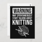 Carte Postale Warning - May Start Talking About Knitting (Devant / Derrière)