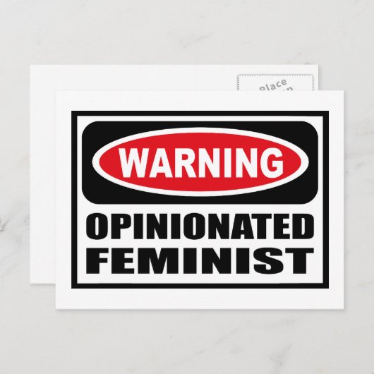 Carte Postale Warning OPINIONATED FEMINIST Postcard (Devant / Derrière)