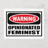 Carte Postale Warning OPINIONATED FEMINIST Postcard (Devant)