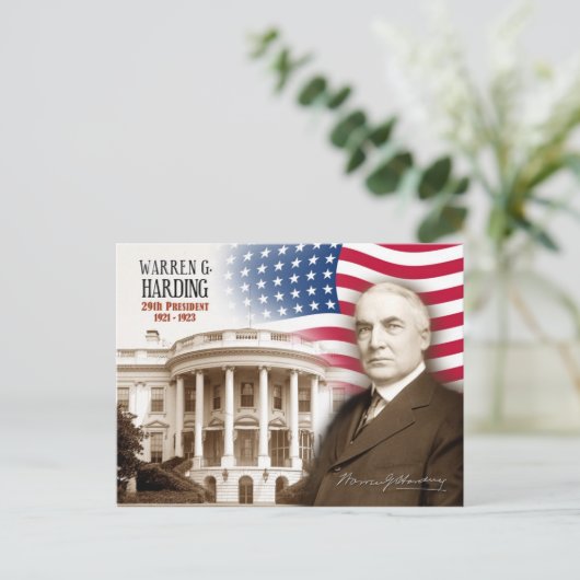 Carte Postale Warren G. Harding - 29e Président des États-Unis (Debout devant)
