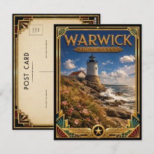 Carte Postale Warwick Rhode Island Art Déco Vintage de l'Âge d'O
