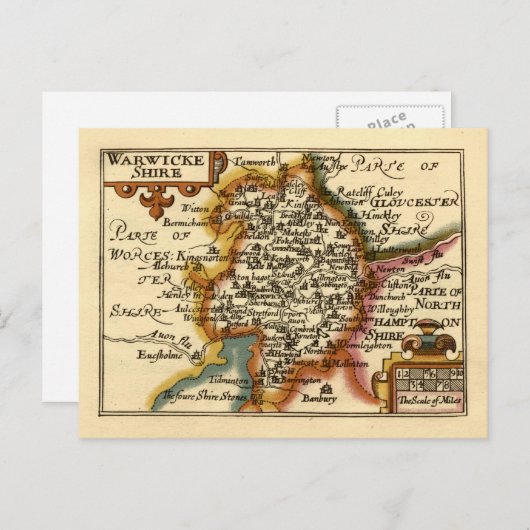 Carte Postale Warwickshire Comté Angleterre Ancien Antiquaire Ca (Devant / Derrière)