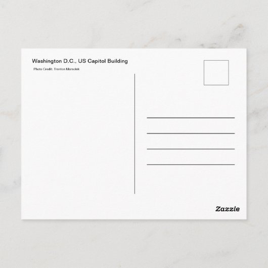 Carte postale Washington D.C. US Capitol Building (Dos)