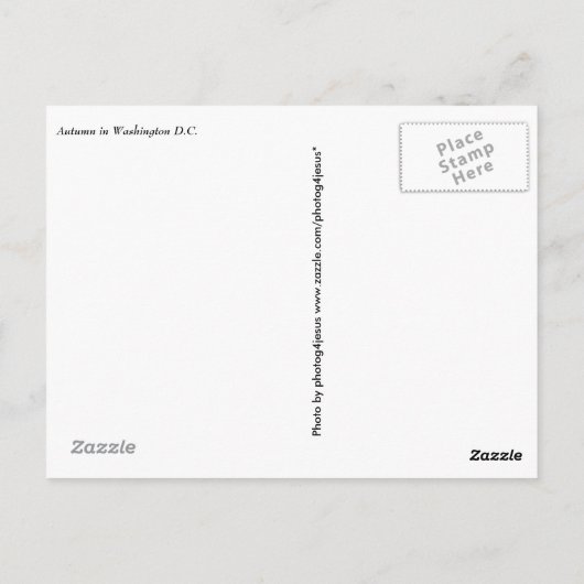 Carte postale Washington DC (Dos)