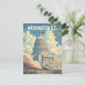 Carte Postale Washington DC Capitale Voyage Art Rétro (Debout devant)
