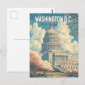 Carte Postale Washington DC Capitale Voyage Art Rétro (Devant / Derrière)